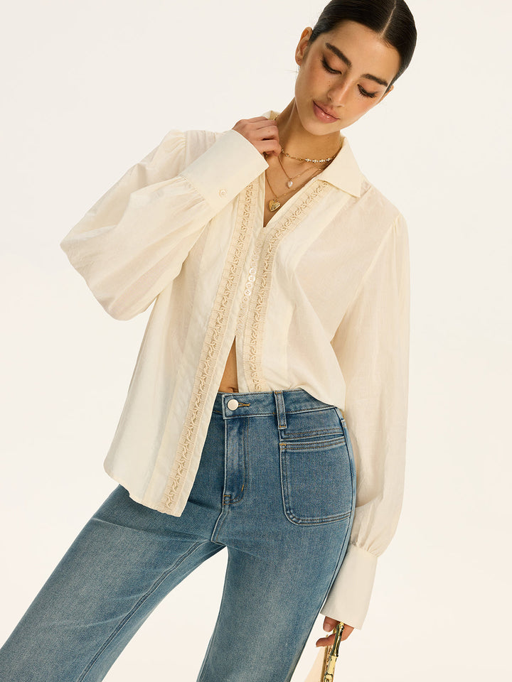 Lace-Trimmed Cotton Shirt