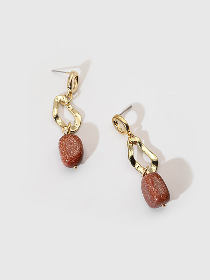 Stone-Pendant Drop Earrings