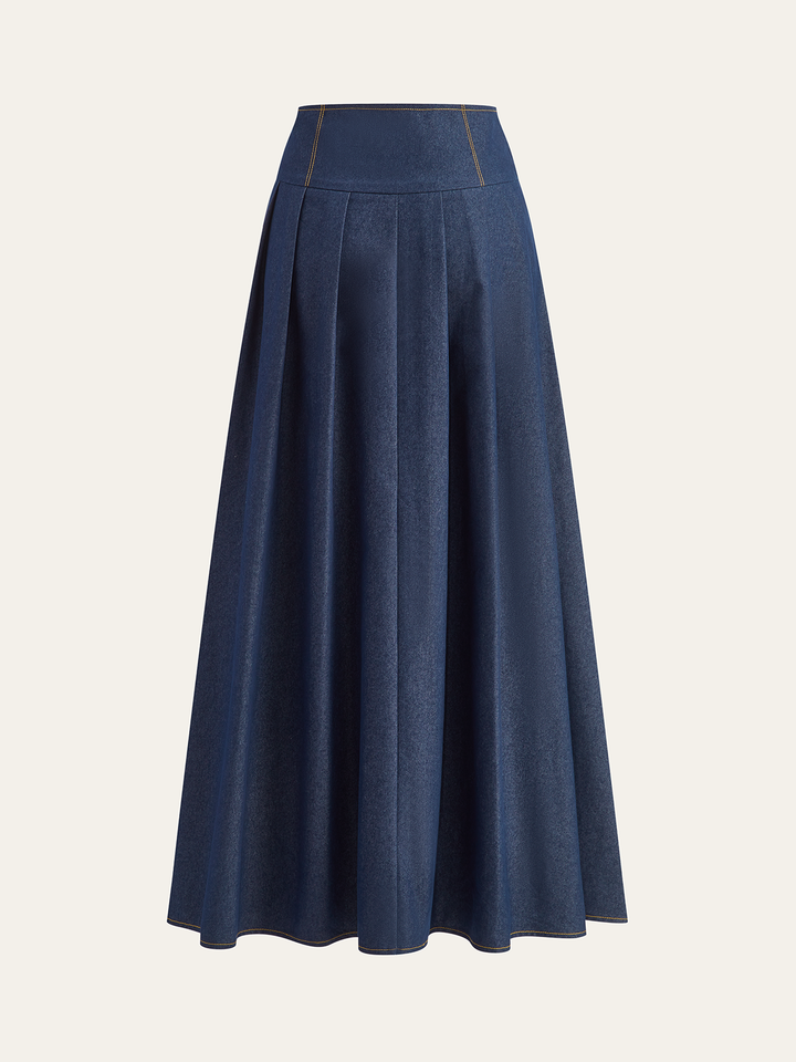 Metal Detail Pleated Maxi Skirt