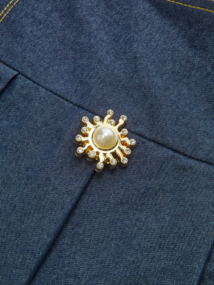 Metal Detail Pleated Maxi Skirt