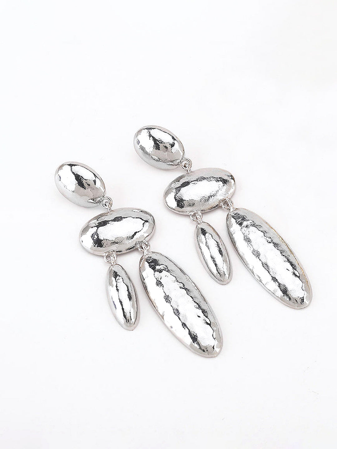 Long Alloy Geometric Drop Earrings