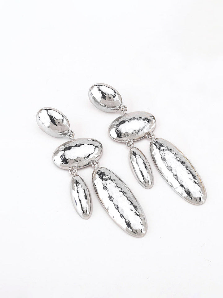 Long Alloy Geometric Drop Earrings