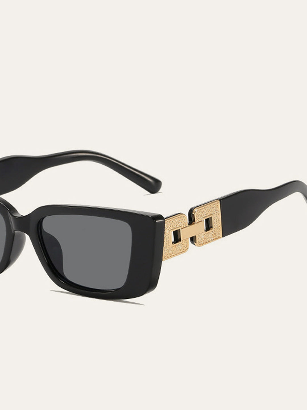 Rectangular Sunglasses with Gold Decorative Hinges