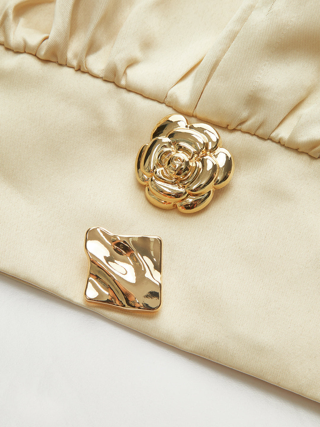 Metal Detail Satin Crop Top