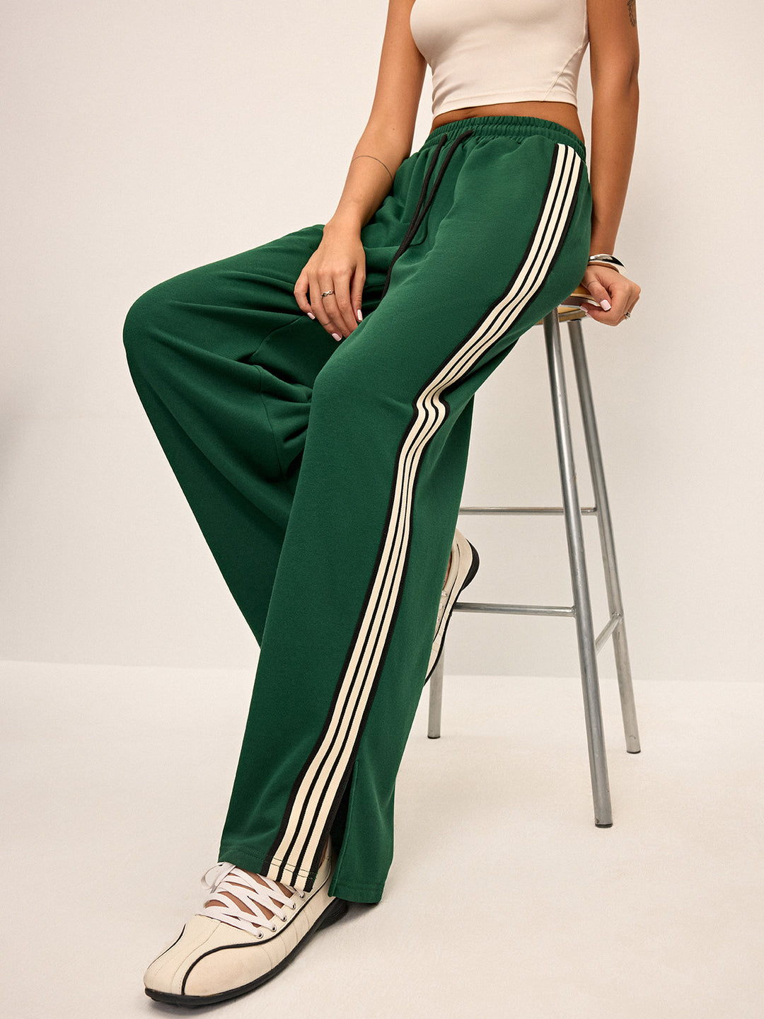 Side Stripe Wide-Leg Sweatpants