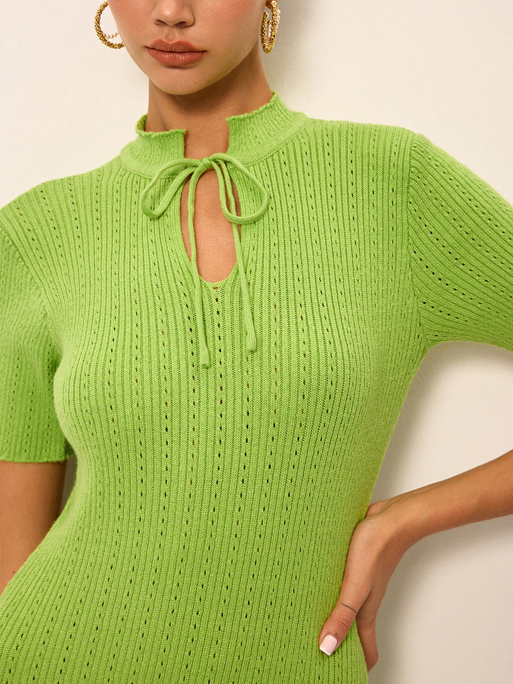 Tie-Neck Knit Maxi Dress