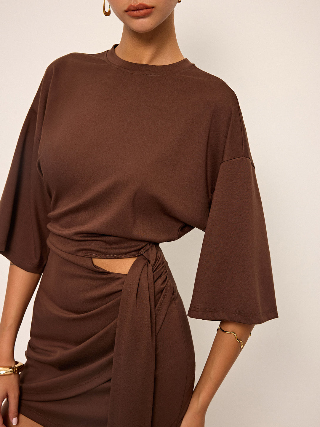 Half-Sleeve Cut-Out Mini Dress