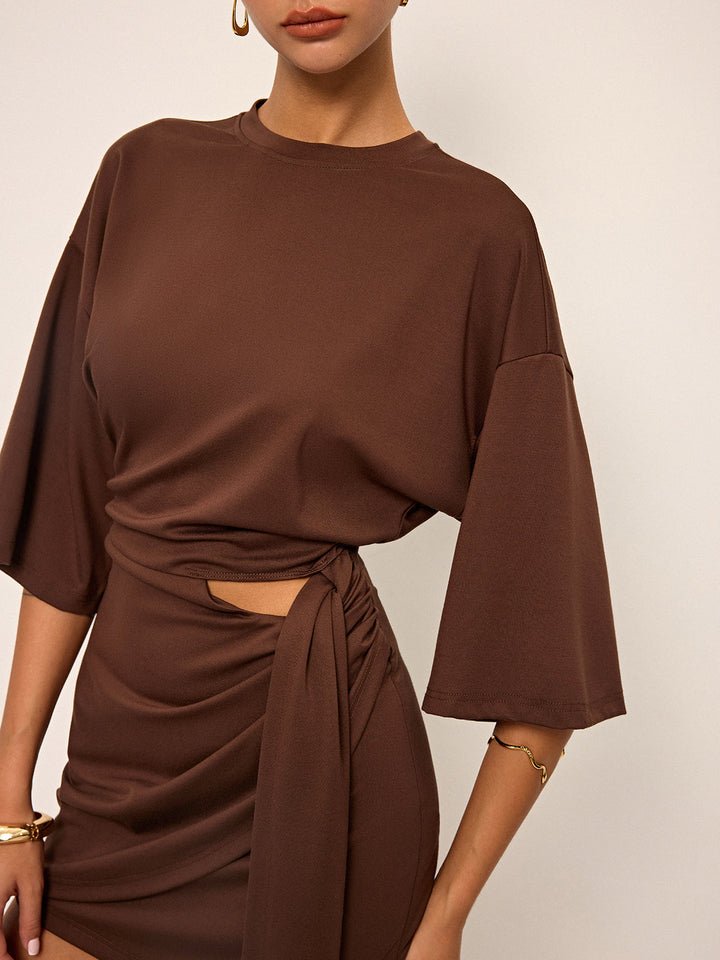 Half-Sleeve Cut-Out Mini Dress