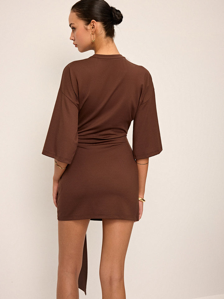 Half-Sleeve Cut-Out Mini Dress