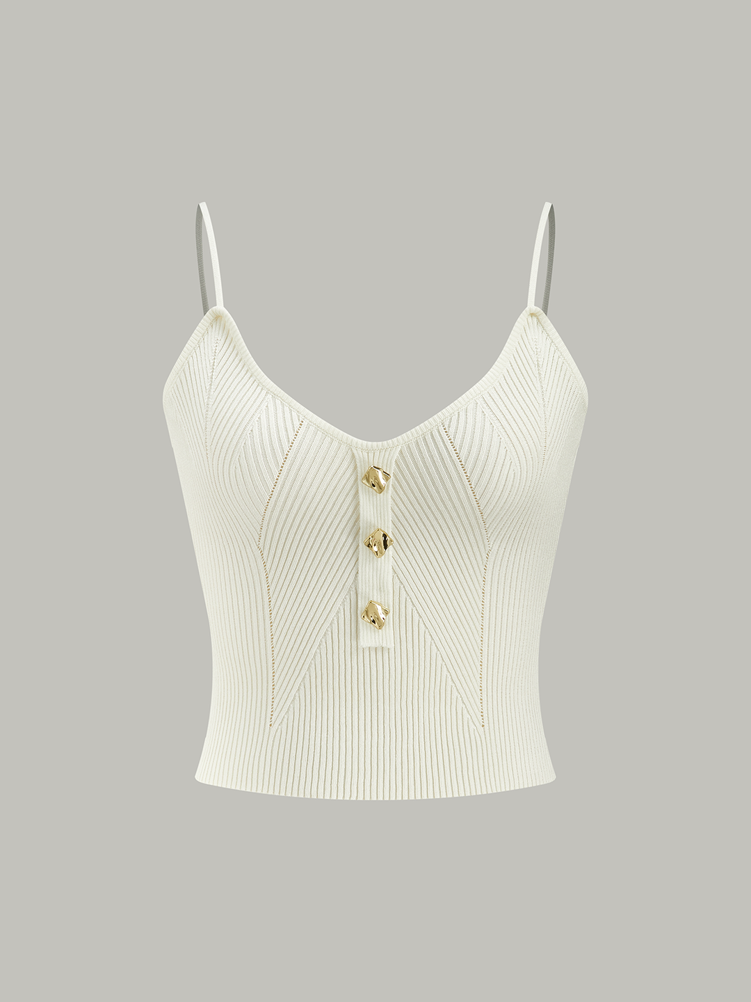 Ribbed Knit Metal Button Cami Top