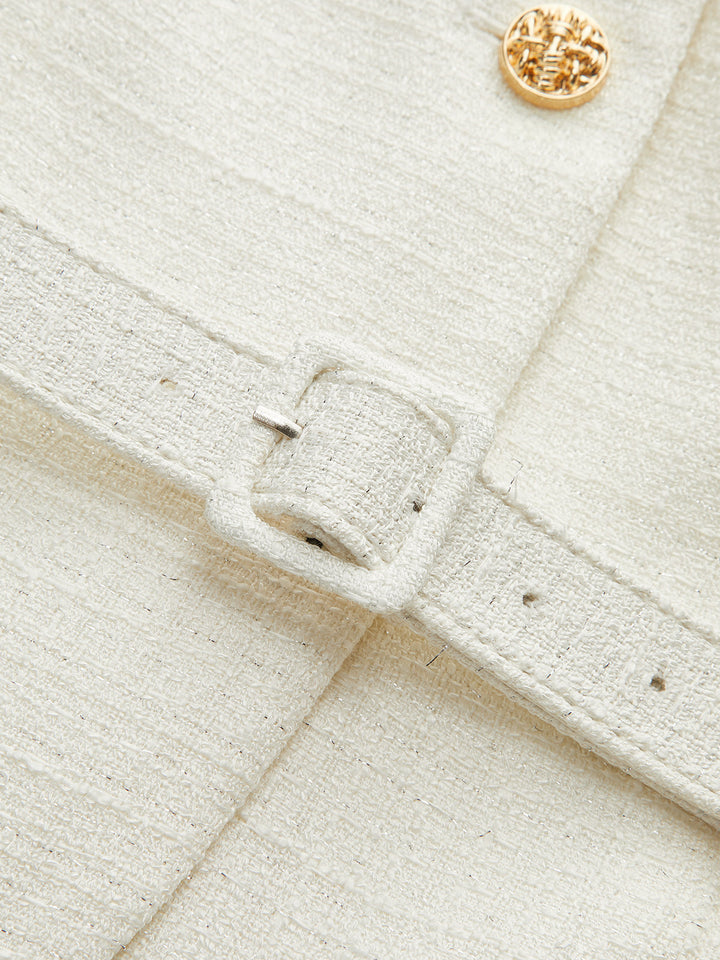 Belted Metal Button Sleeveless Vest