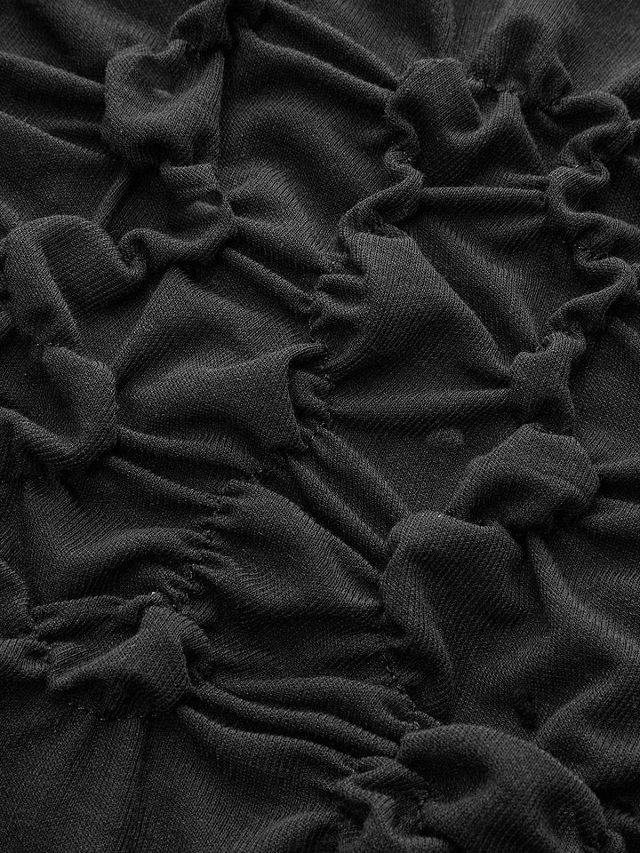 Semi-Sheer Lace-Trimmed Ruched Corset Top