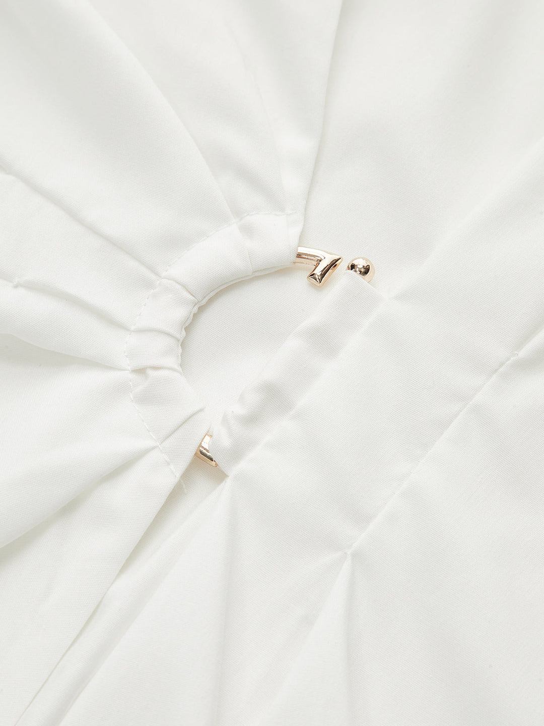 Asymmetric Wrap Shirt with Metal Buckle