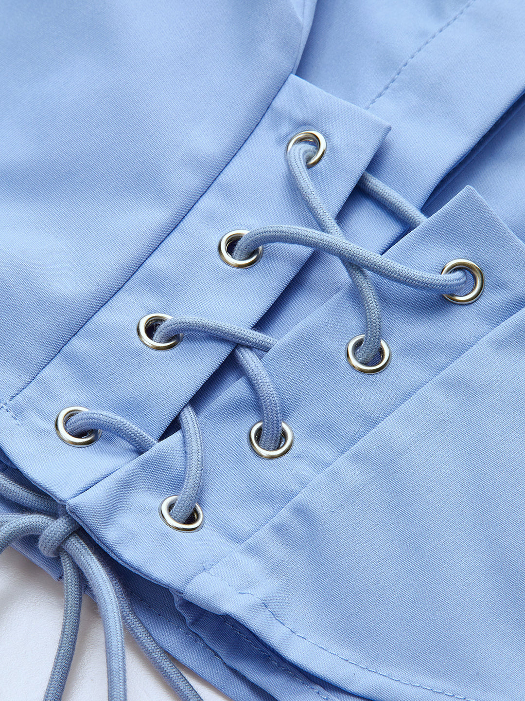 Lace-Up Waist Flare Sleeve Cropped Blouse