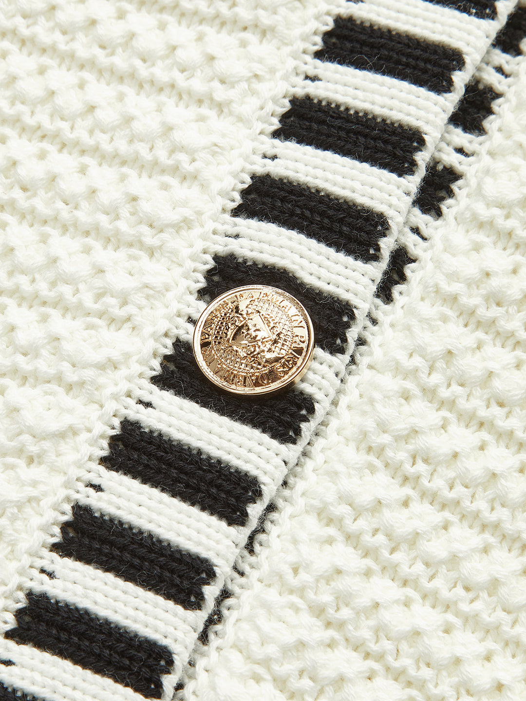 Button Striped Trim Knit Vest