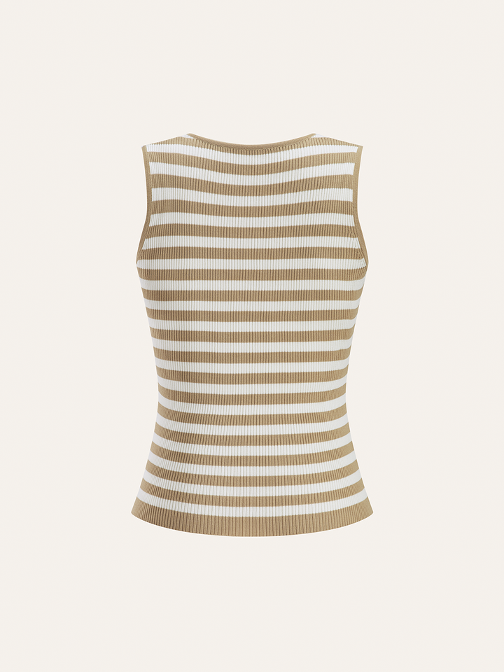 Striped Sleeveless Knit Vest