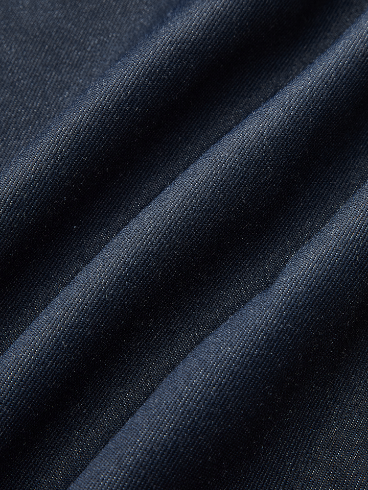 Denim V-Neck Ruched Midi Dress