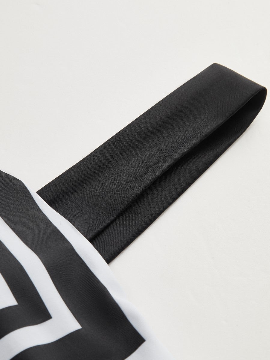 Geometric Print Asymmetric Strap Bikini Top