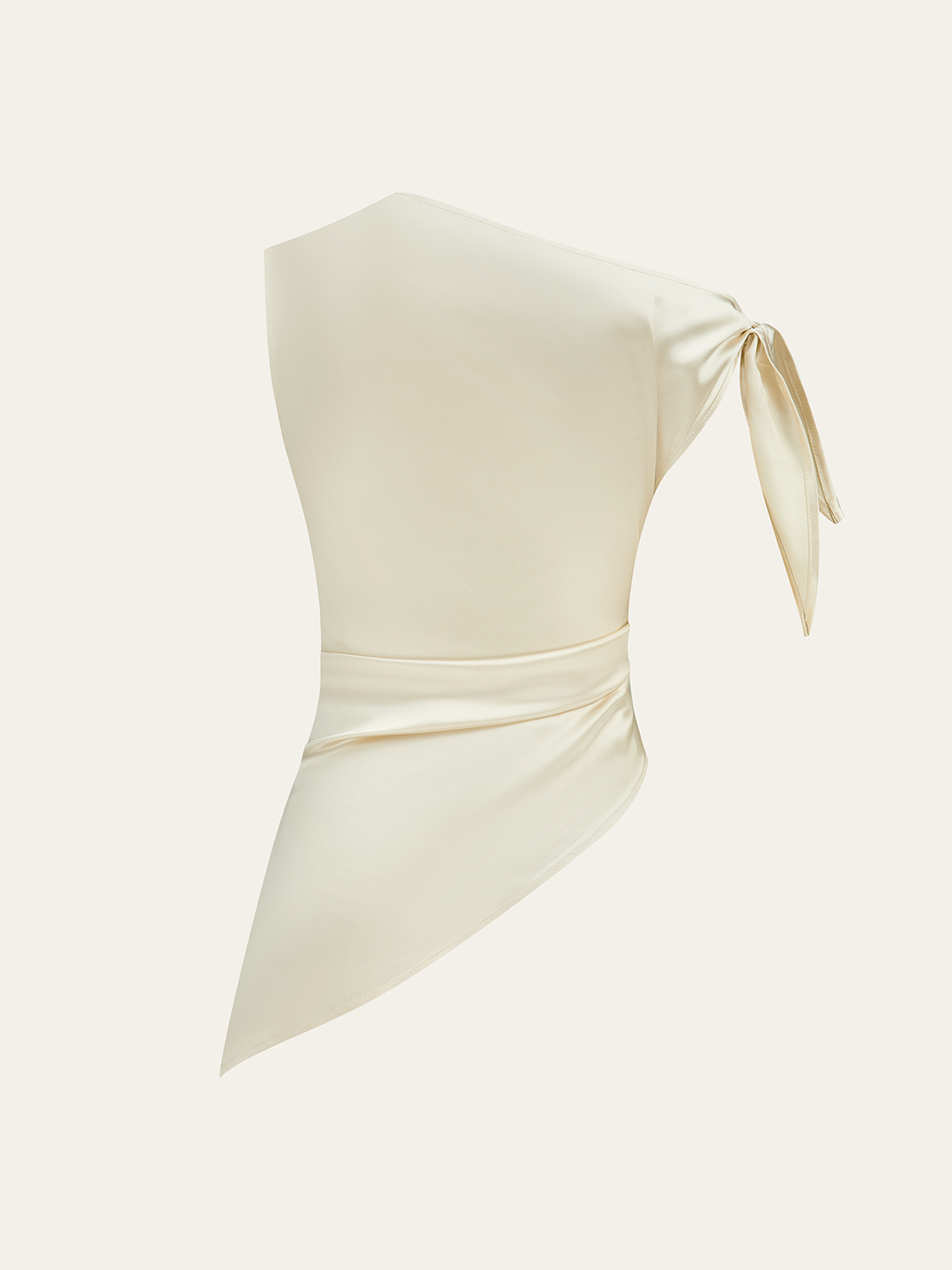 One-Shoulder Asymmetric Hem Top with Bow Detail