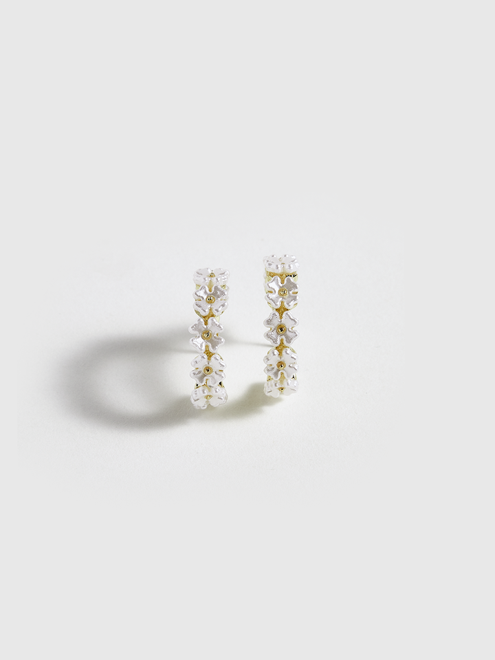 Shell Flower Hoop Earrings