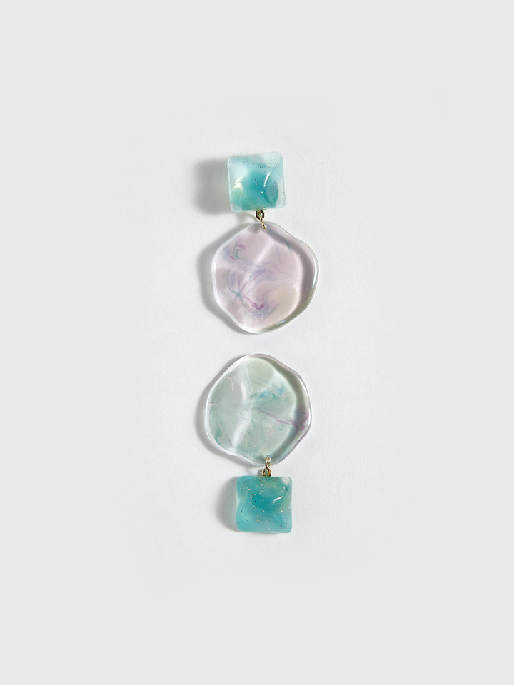 Transparent Geometric Wavy Disc Earrings