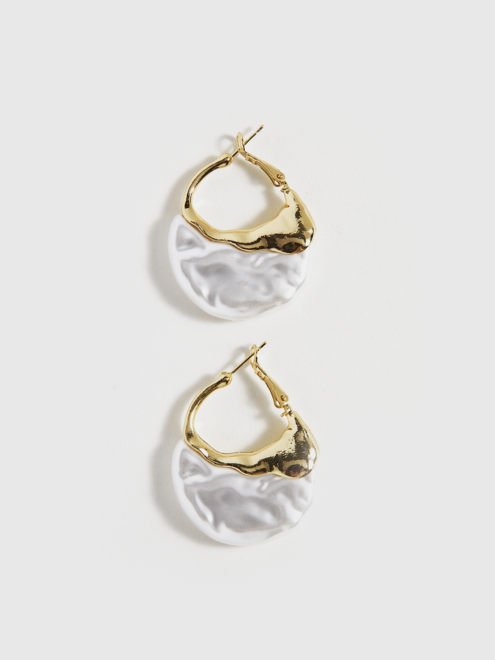Gold-Tone Pearl-Effect Hoop Earrings