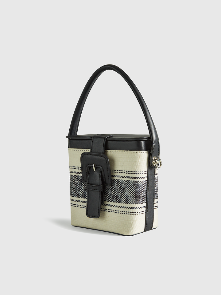 Striped Handle Box Bag