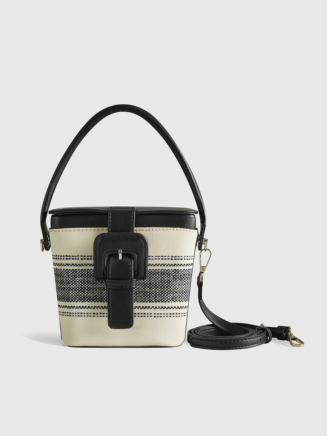 Striped Handle Box Bag