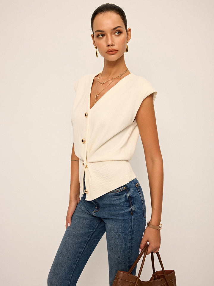 Asymmetric Two-Way Wear Knit Vest