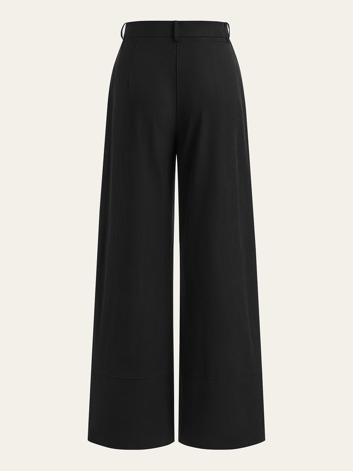 Button Detail Wide-Leg Pants