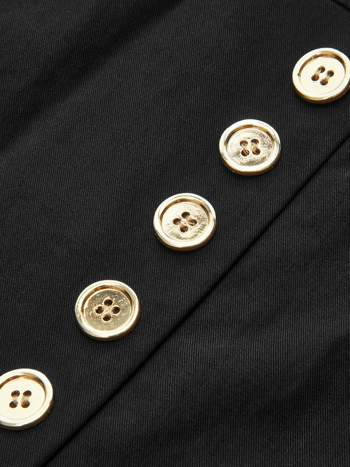 Button Detail Wide-Leg Pants