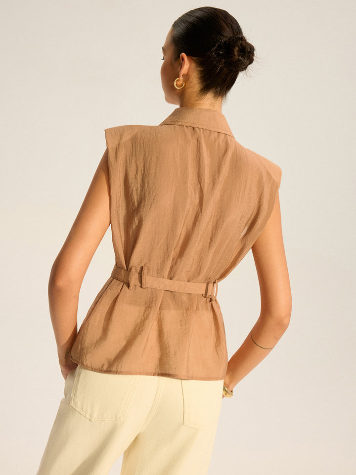 Belted Sleeveless Blouse