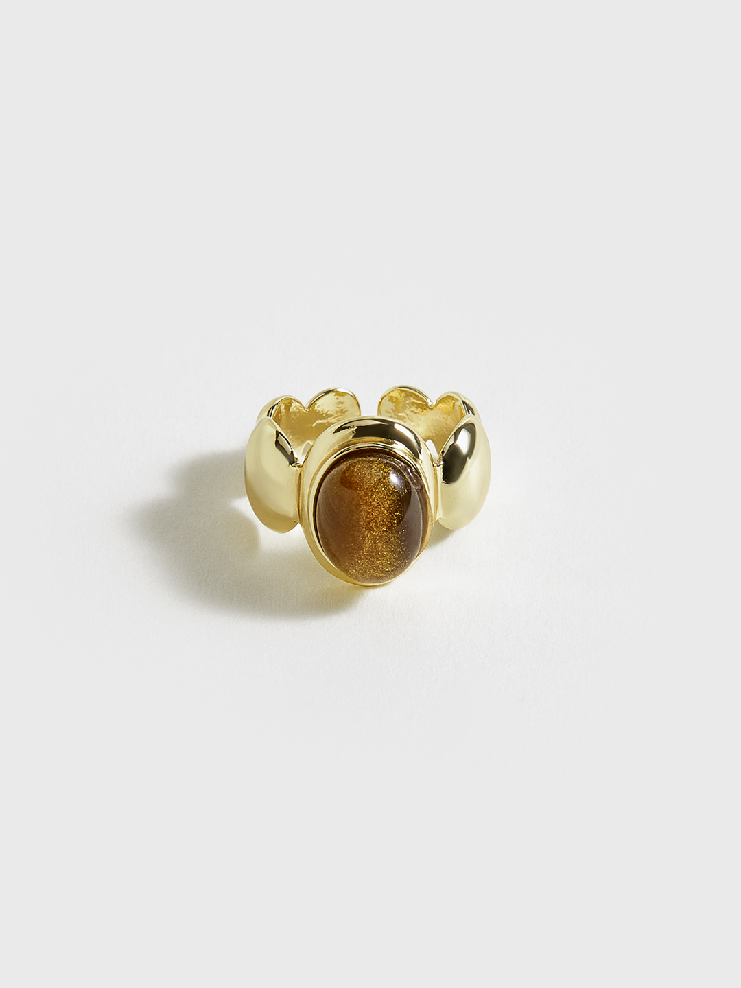 Gold Tone Ring with Brown Stone