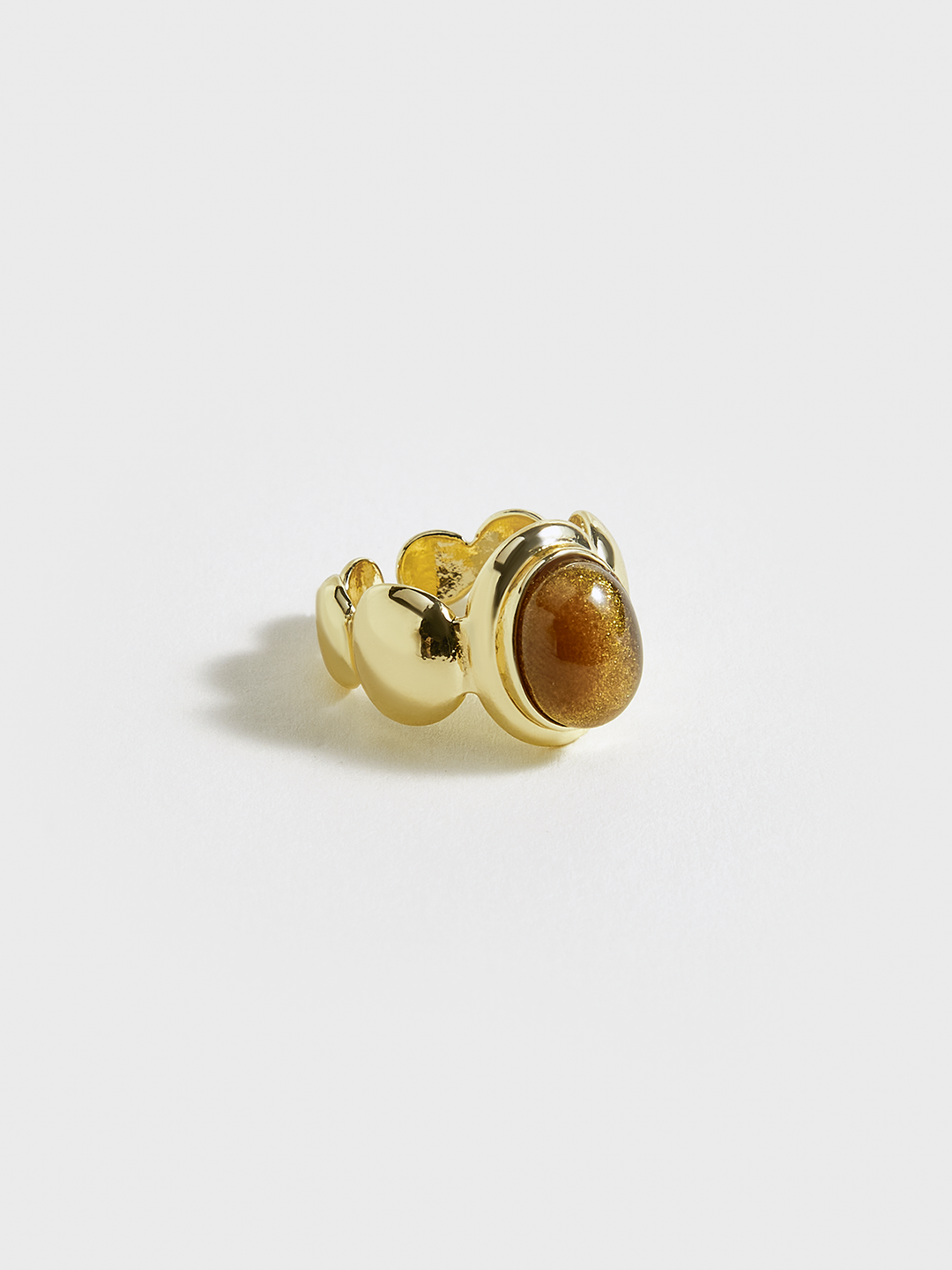 Gold Tone Ring with Brown Stone