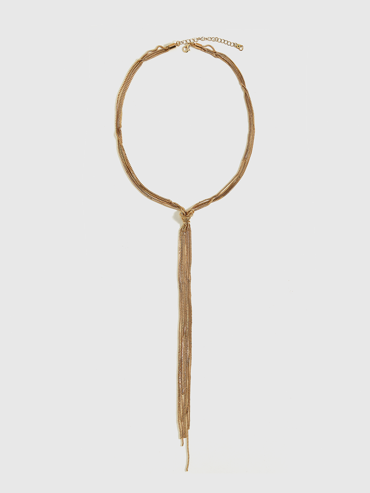Golden Knotted Y-Shaped Necklace