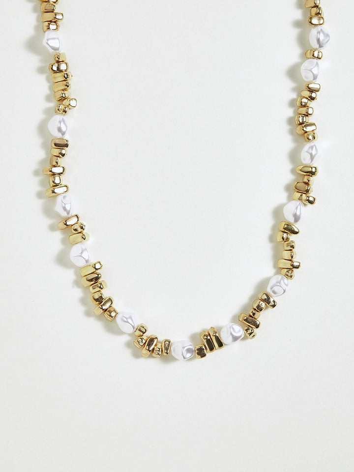Pearl & Gold Beaded Choker Necklace