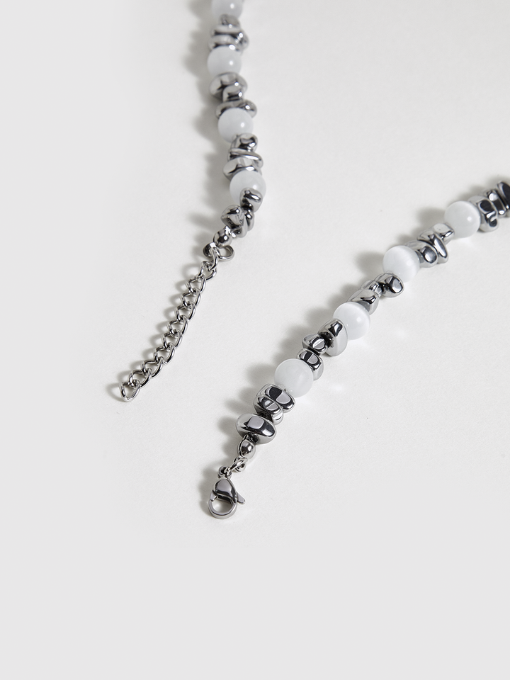 Pearl & Silver Beaded Choker Necklace