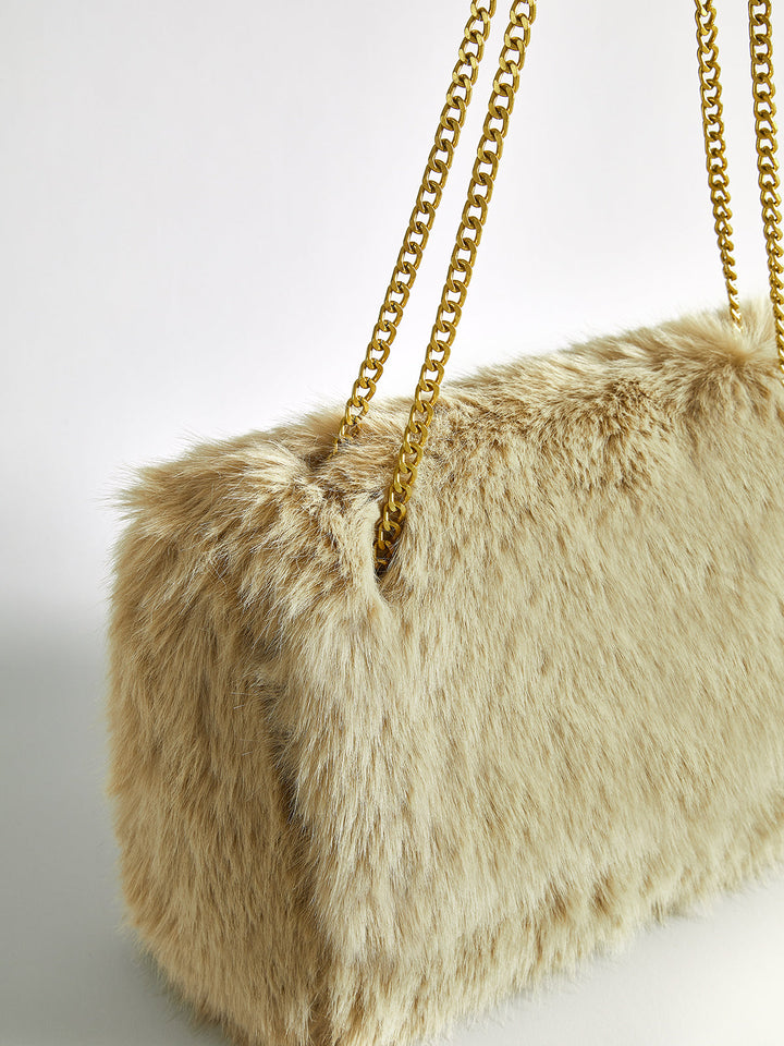 Large Capacity Fuzzy Flap Bag