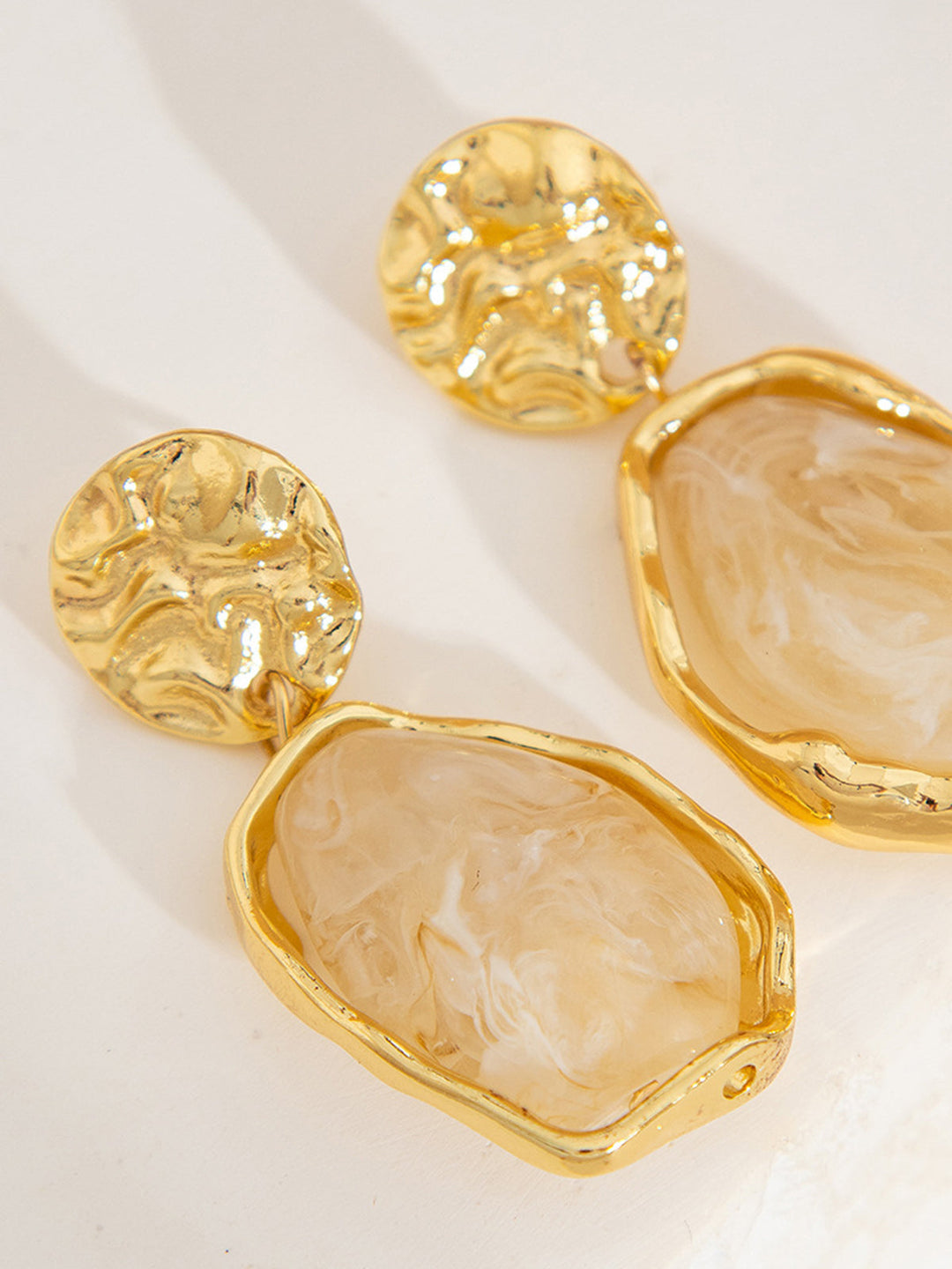 Golden Irregular Stone Earrings