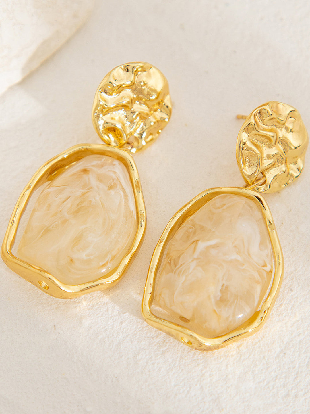 Golden Irregular Stone Earrings