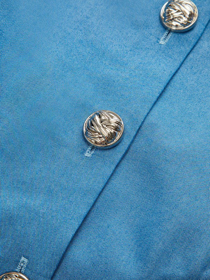 Contrast Panel Button Shirt Dress