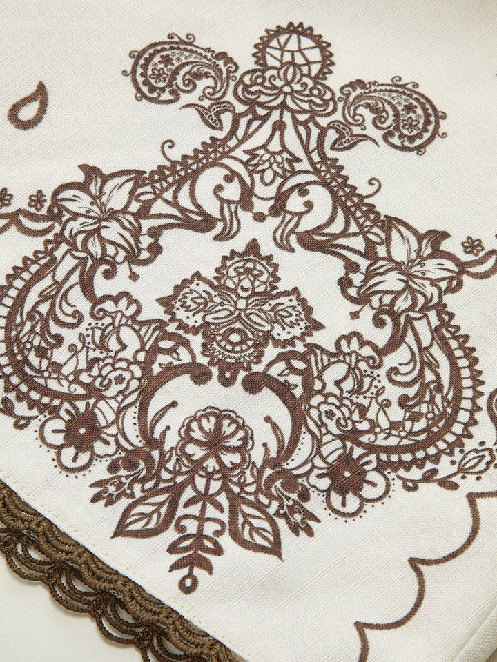 Floral Printed Suit Shorts with Lace Trims and Belt