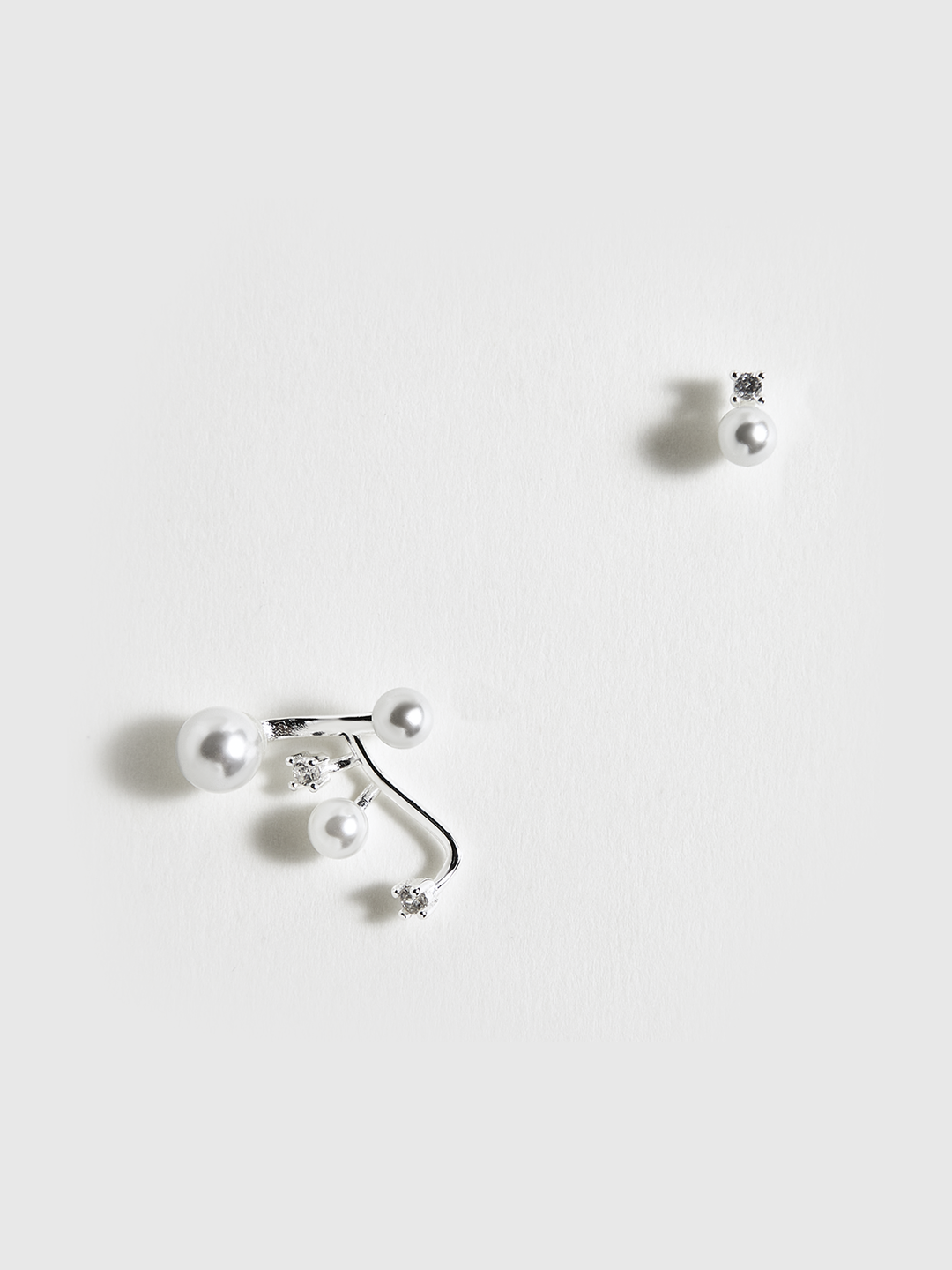 Asymmetric Pearl & Rhinestone Earrings