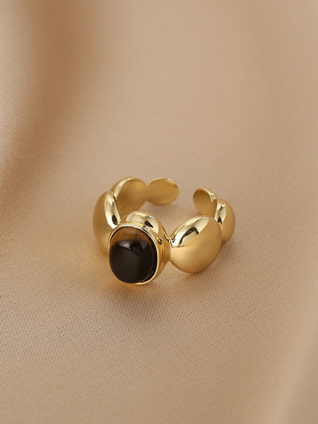 Gold Tone Ring with Brown Stone