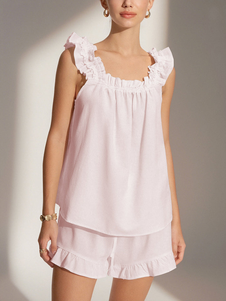 Pure Cotton Ruffle Shorts Set