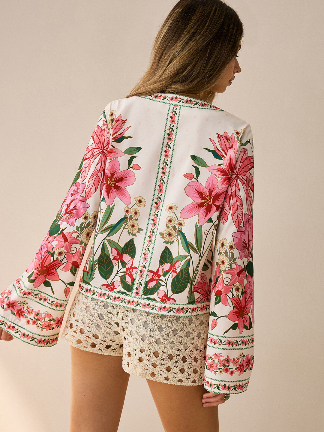 Floral Print Tie-Front Shirt