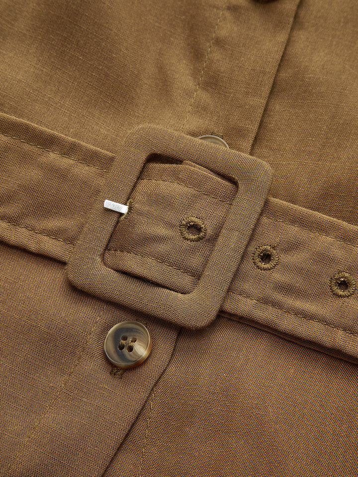 Belted Button Sleeveless Maxi Dress