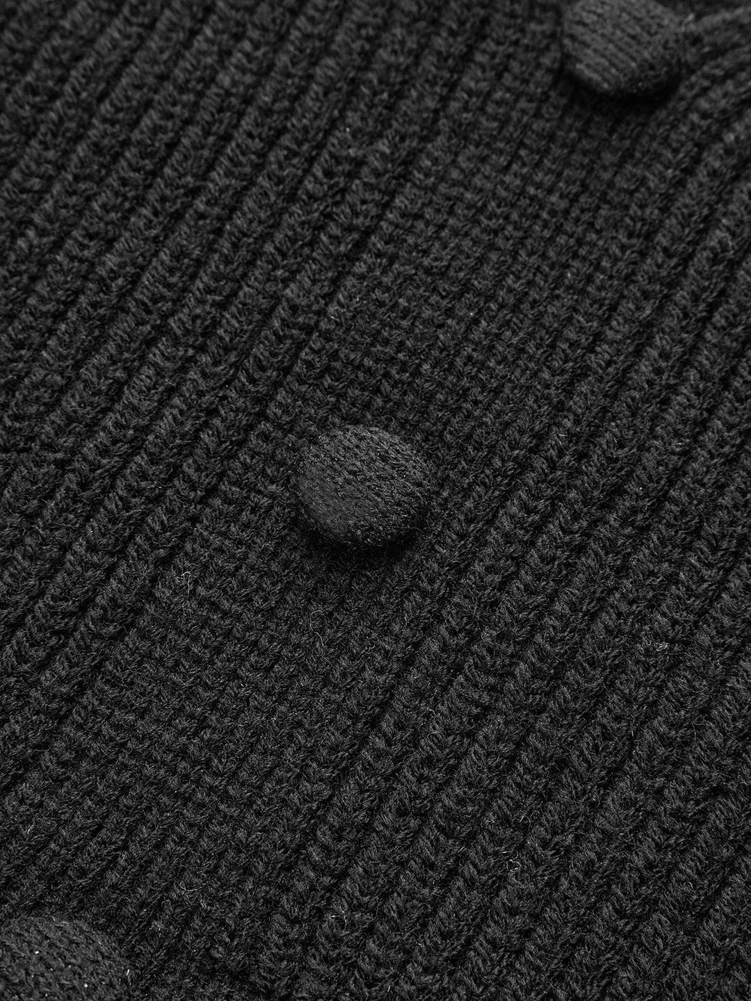 Button V-Neck Knit Peplum Vest