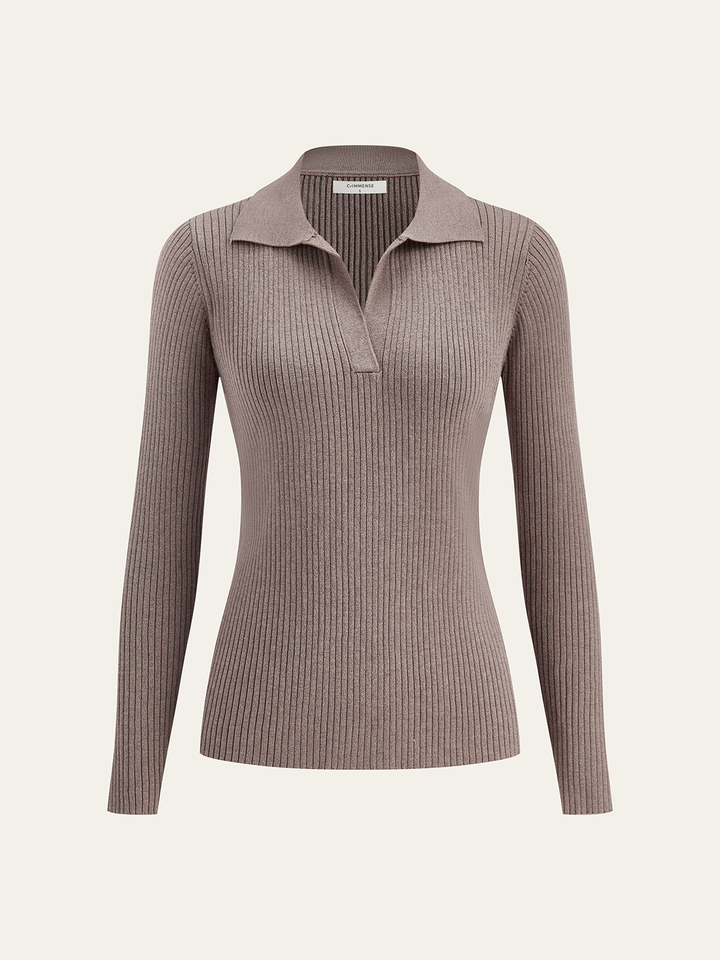 Collared Rib Knit Top