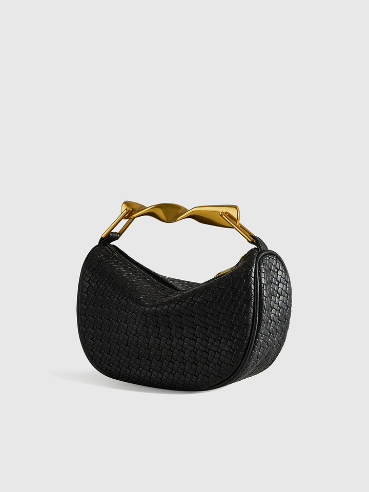 Textured PU Leather Bag with Chain Strap